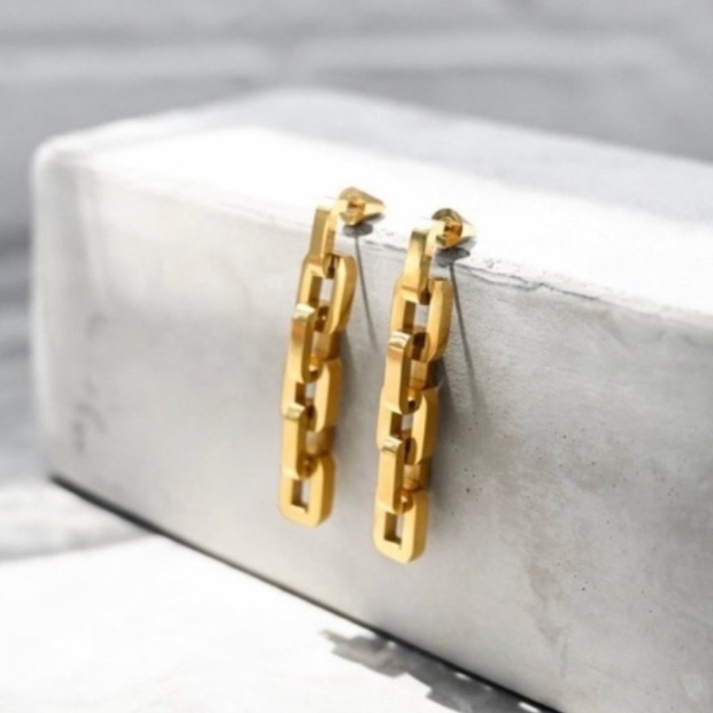 Eddie Borgo Supra Link 12K Gold Plated Vermeil Chunky Earrings